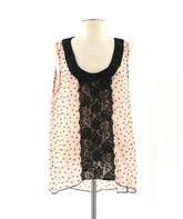 Womens About A Girl Top Size XL Black And Peach Shear Sleeveless Shirt - TheRealThreads